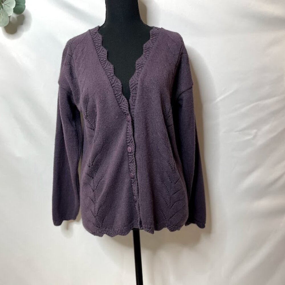 Willow Ridge Plum Knit Cardigan Women’s Soft Button Front Sweater Boho Cozy Laye
